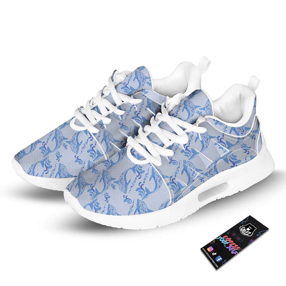Dolphins Blue Print Pattern Tennis Shoes-grizzshop
