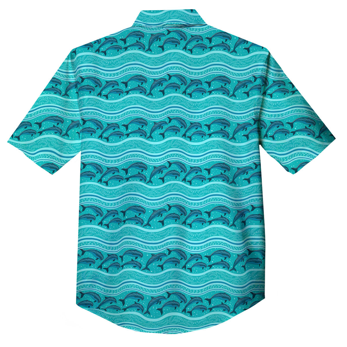 Dolphins In Ocean Print Pattern Button Up Shirt-grizzshop