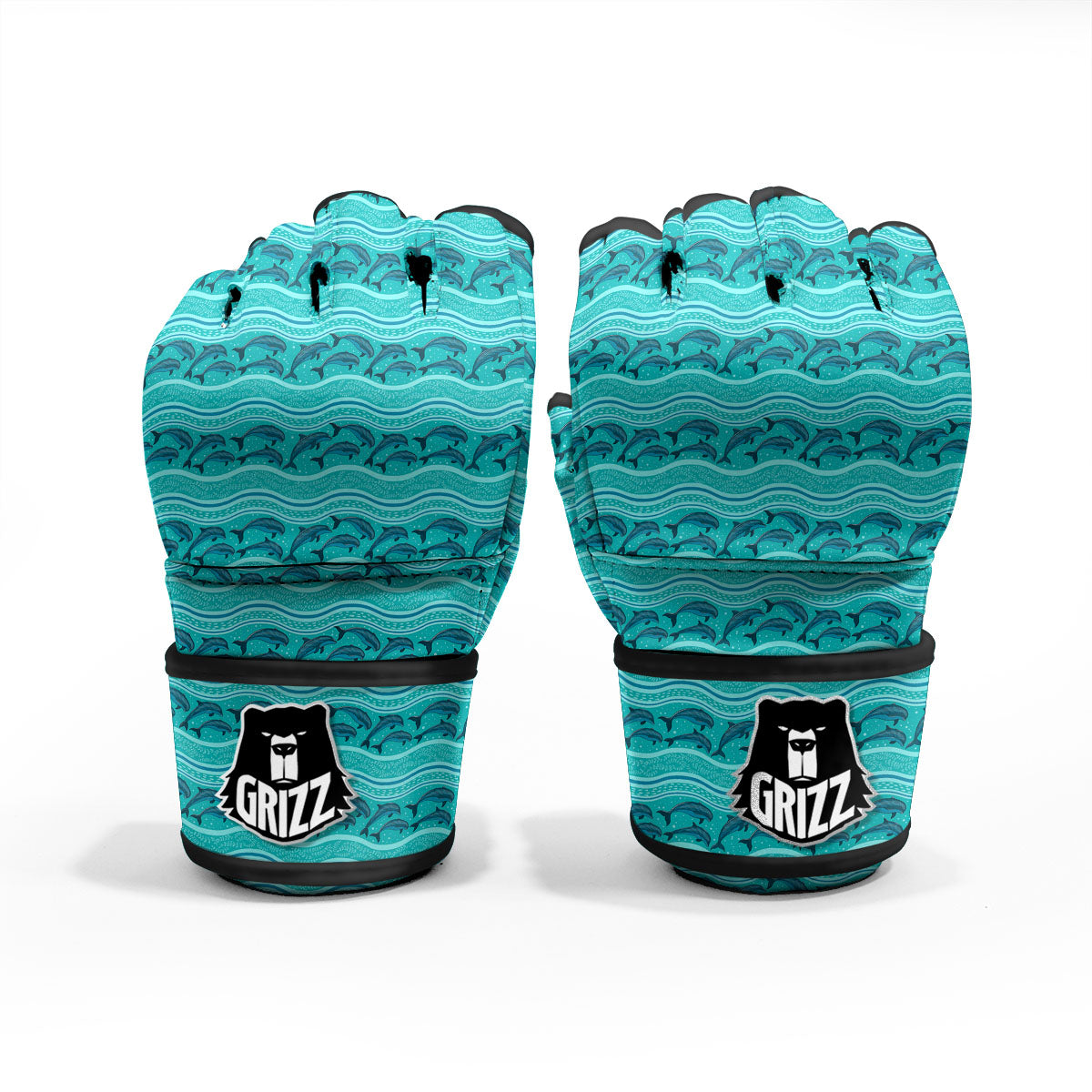 Dolphins In Ocean Print Pattern MMA Gloves-grizzshop