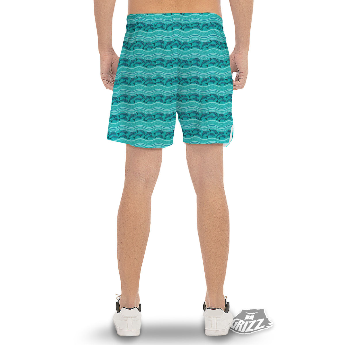Dolphins In Ocean Print Pattern Men's Gym Shorts-grizzshop