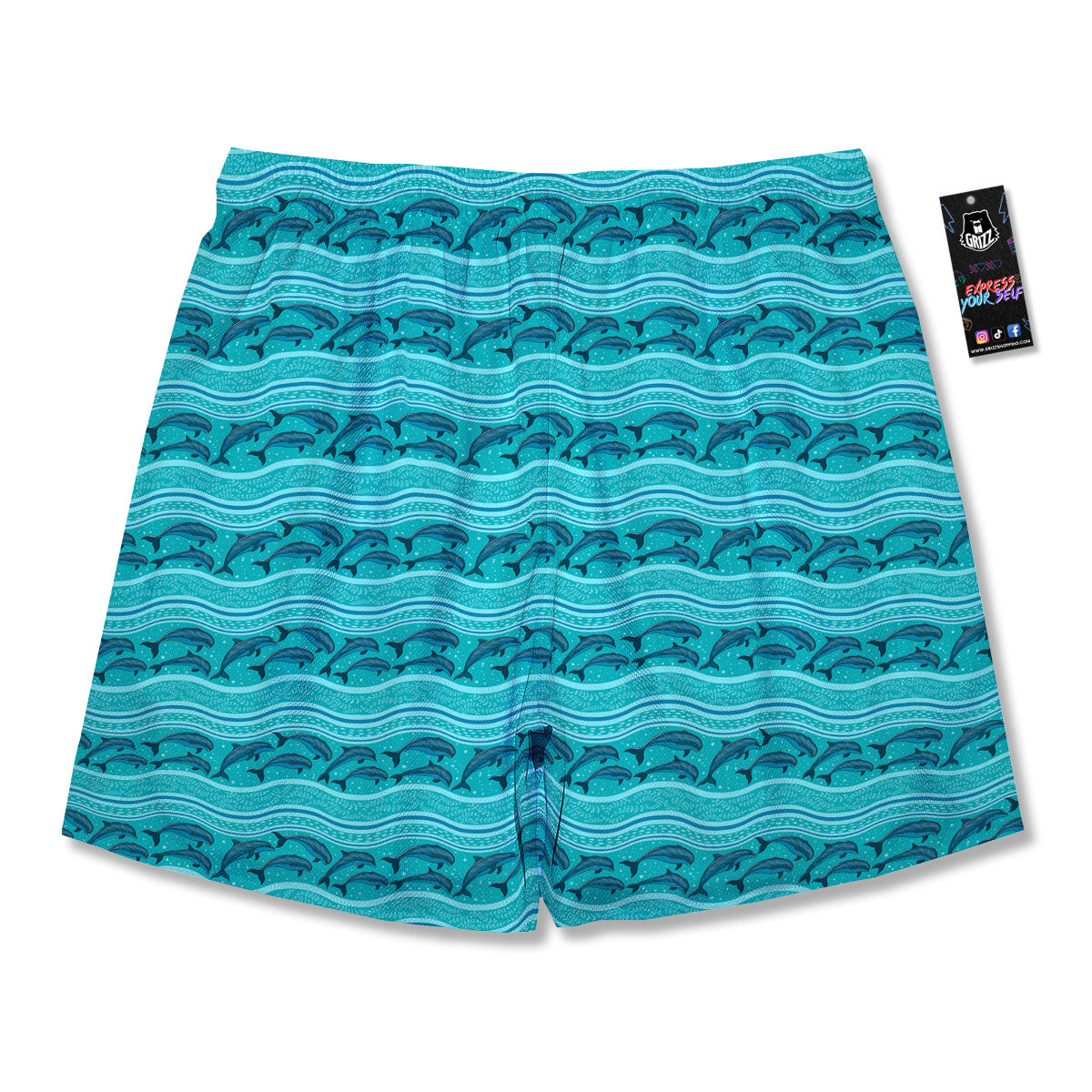 Dolphins In Ocean Print Pattern Men's Running Shorts-grizzshop