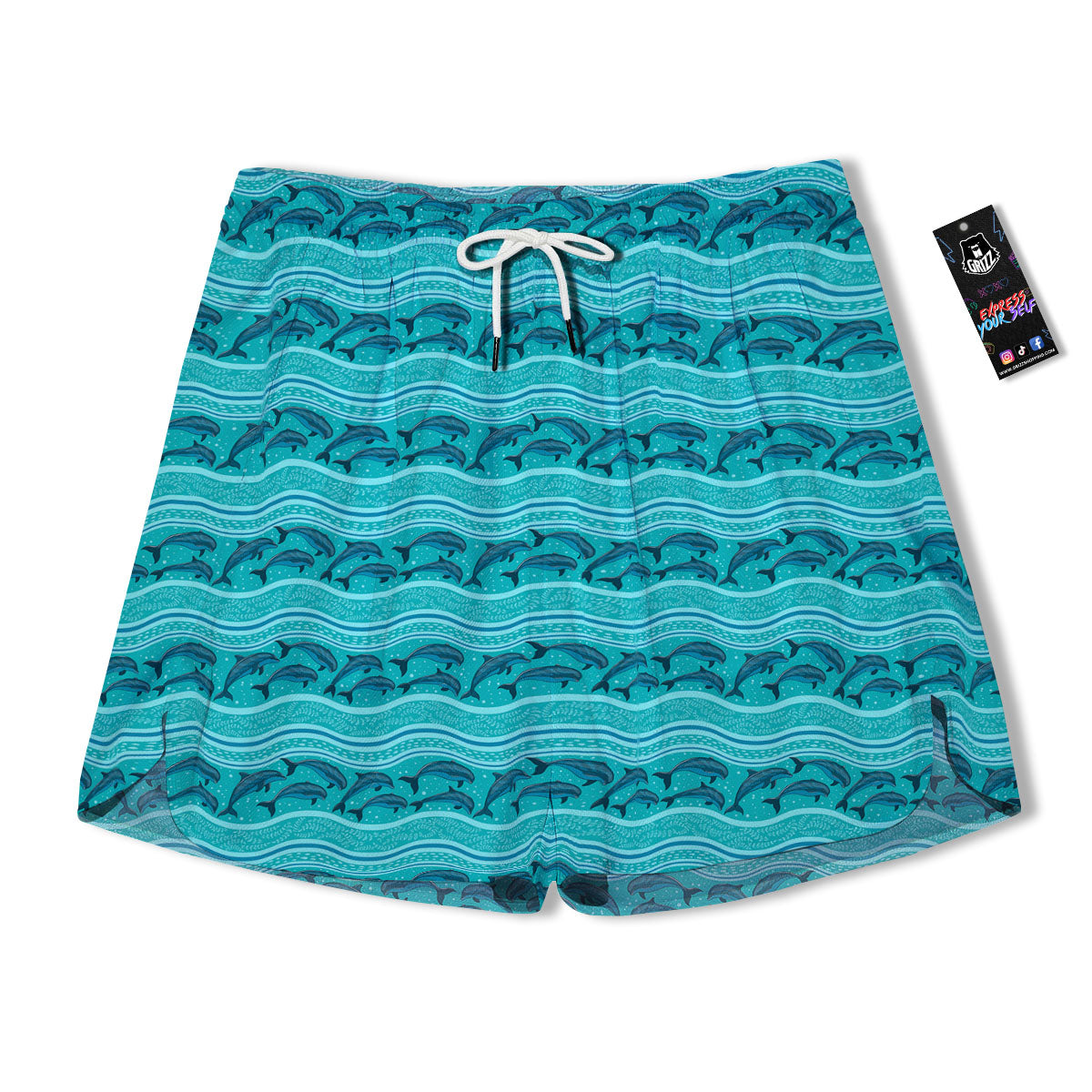 Dolphins In Ocean Print Pattern Men's Running Shorts-grizzshop