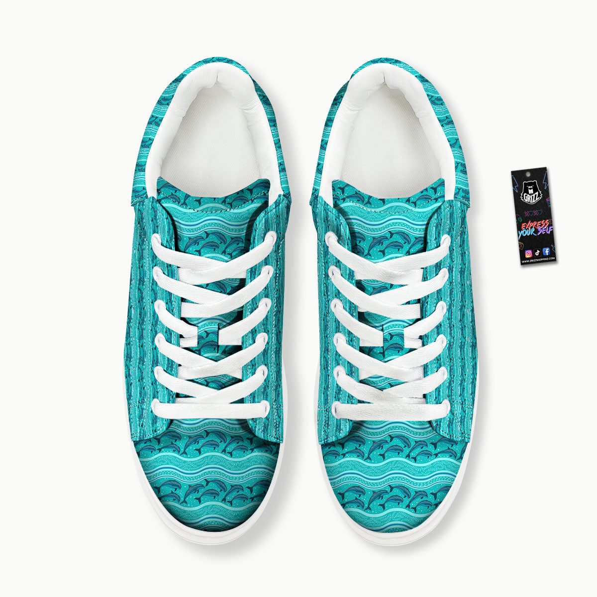 Dolphins In Ocean Print Pattern Platform Shoes-grizzshop