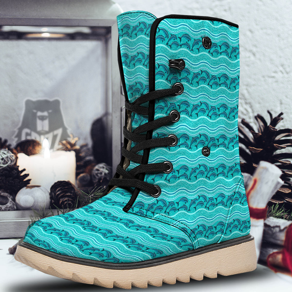 Dolphins In Ocean Print Pattern Snow Boots-grizzshop