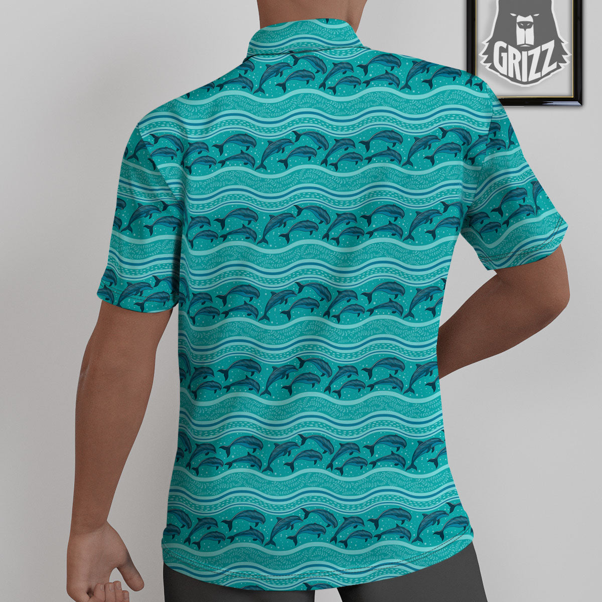 Dolphins In Ocean Print Pattern Untucked Shirts-grizzshop