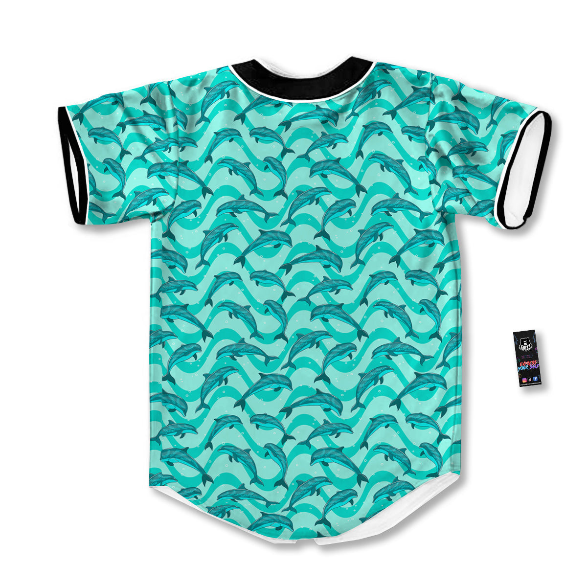 Dolphins In The Ocean Cute Print Pattern Baseball Jersey-grizzshop