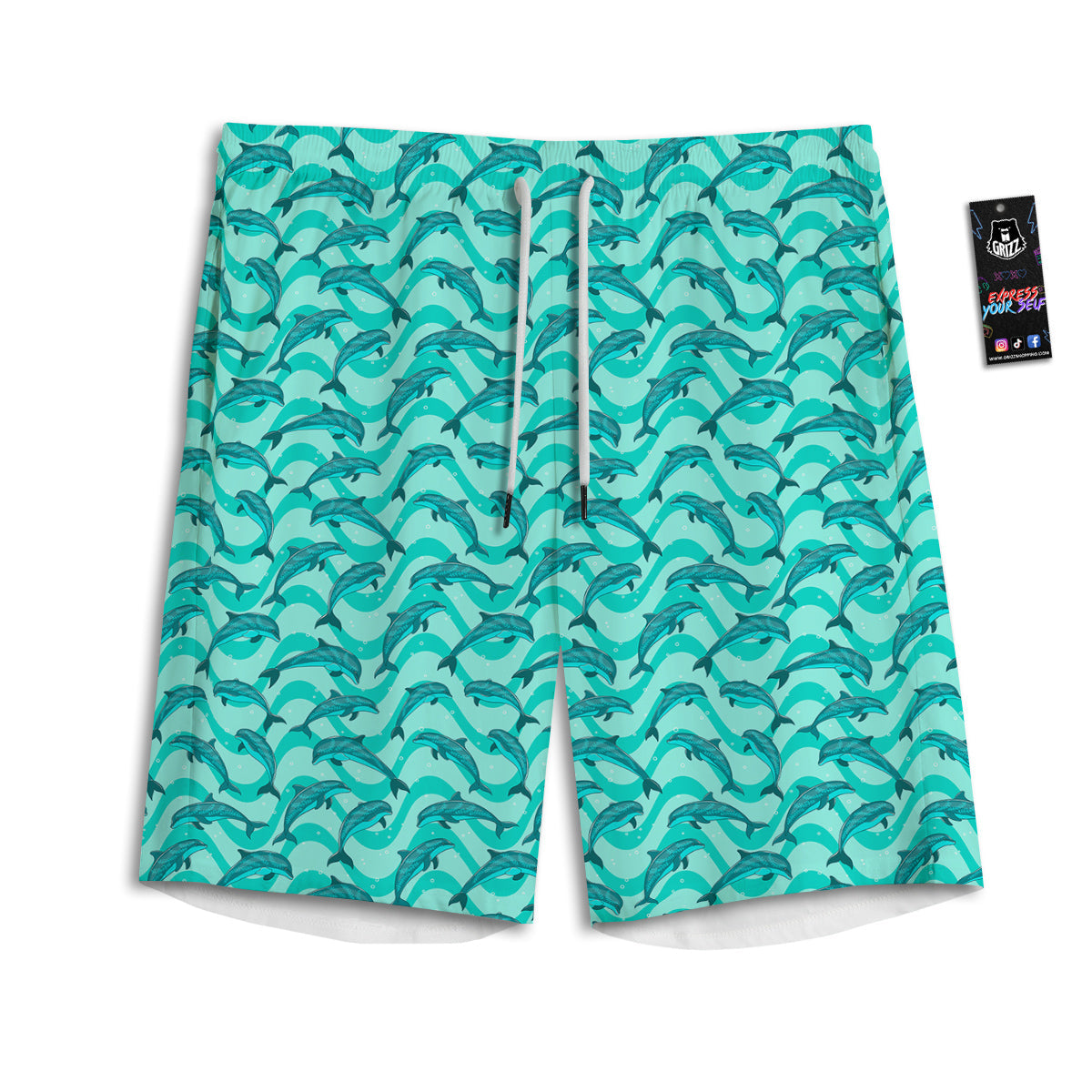 Denim Jeans Patchwork Print Pattern Men's Athletic Shorts