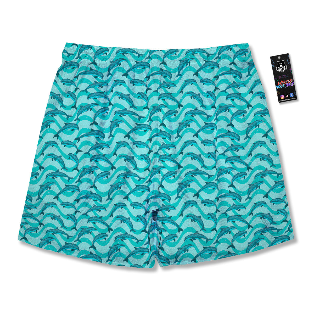 Dolphins In The Ocean Cute Print Pattern Men's Running Shorts-grizzshop