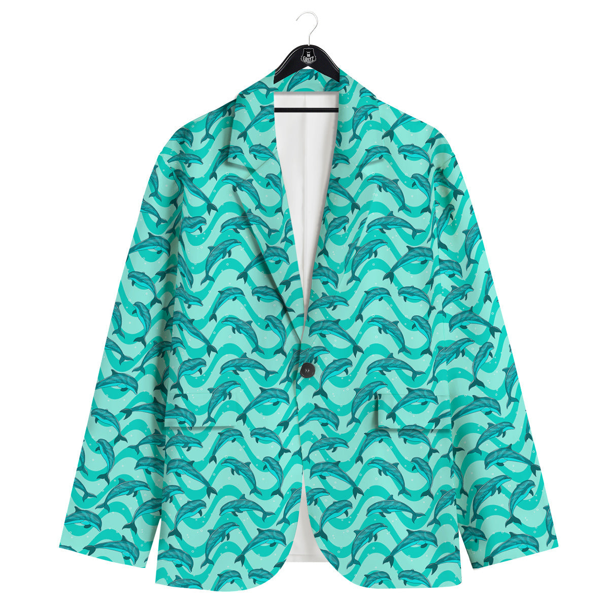 Dolphins In The Ocean Cute Print Pattern Men's Sport Coat-grizzshop