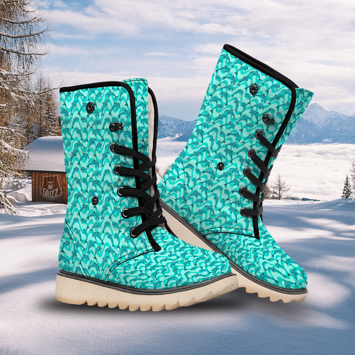 Dolphins In The Ocean Cute Print Pattern Snow Boots-grizzshop