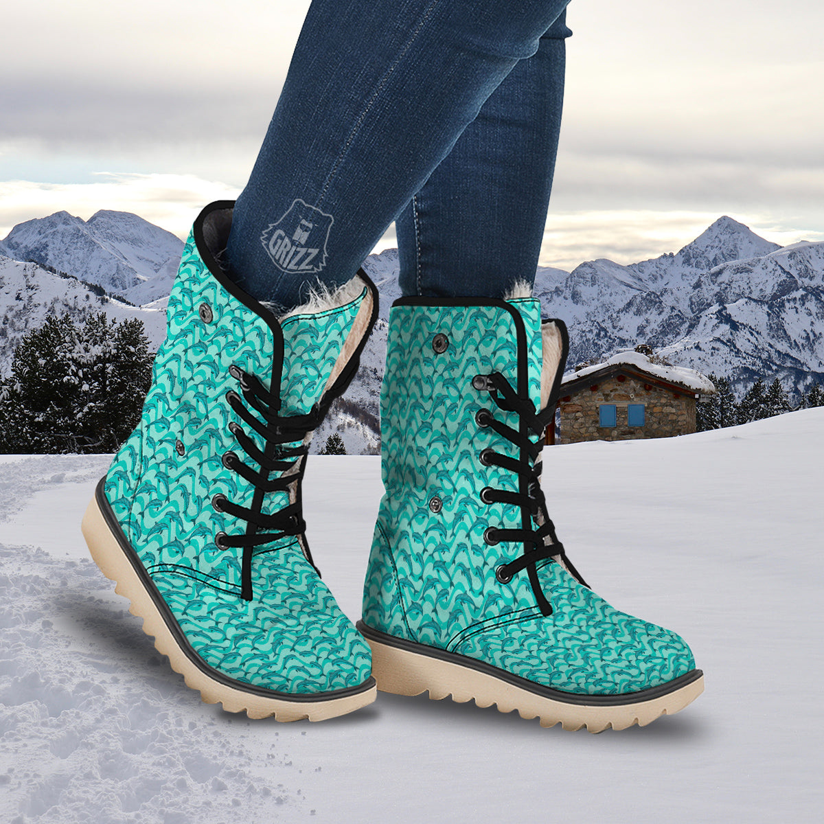 Dolphins In The Ocean Cute Print Pattern Snow Boots-grizzshop