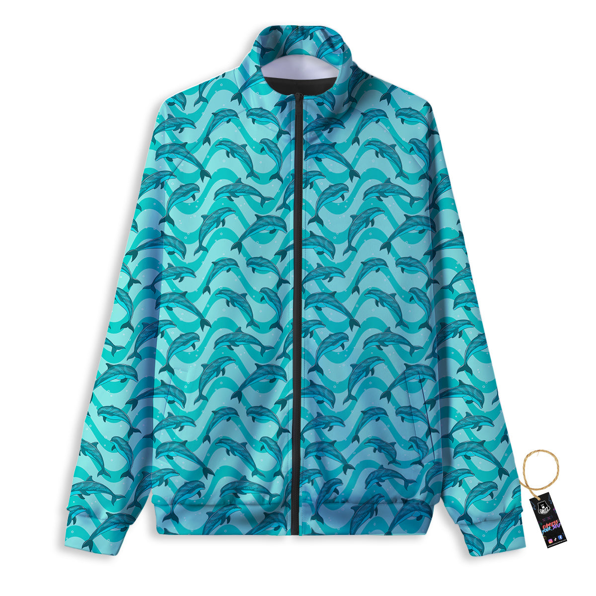 Dolphins In The Ocean Cute Print Pattern Track Jacket-grizzshop