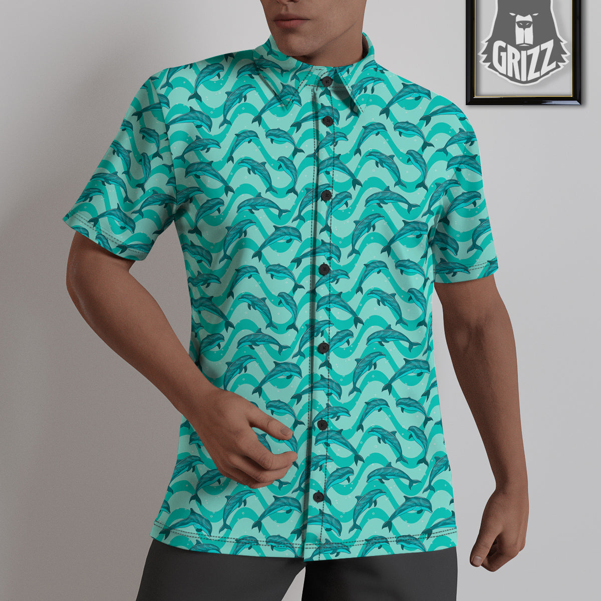 Dolphins In The Ocean Cute Print Pattern Untucked Shirts-grizzshop