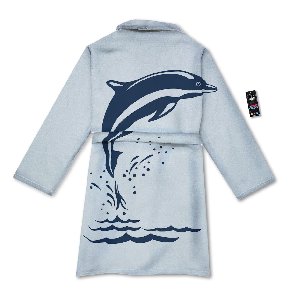Dolphins Jump On Waves Print Bathrobe-grizzshop