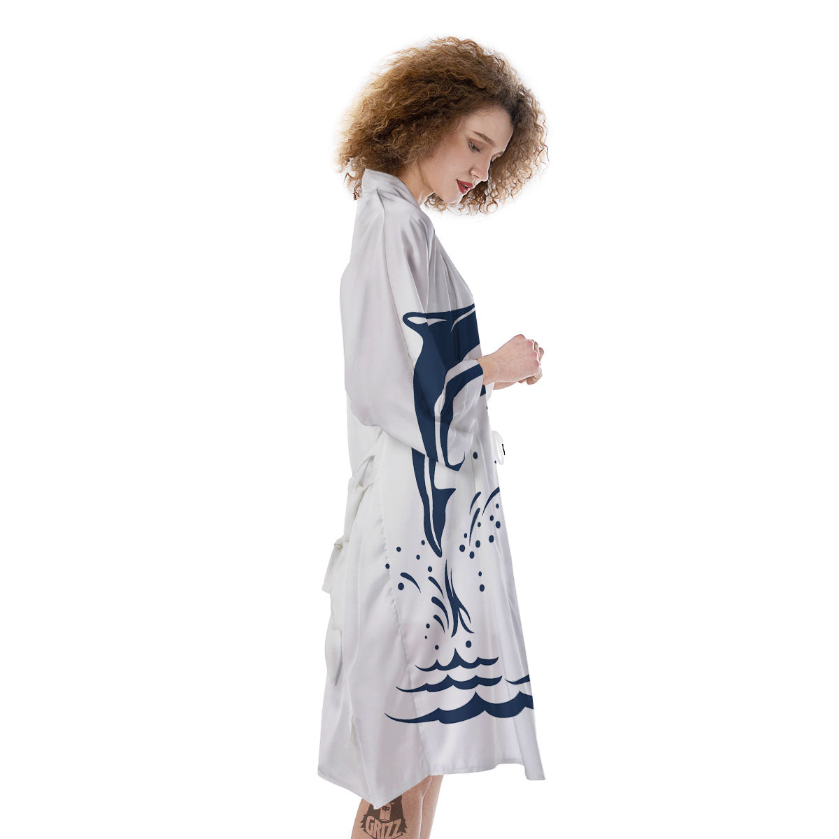Dolphins Jump On Waves Print Kimono-grizzshop