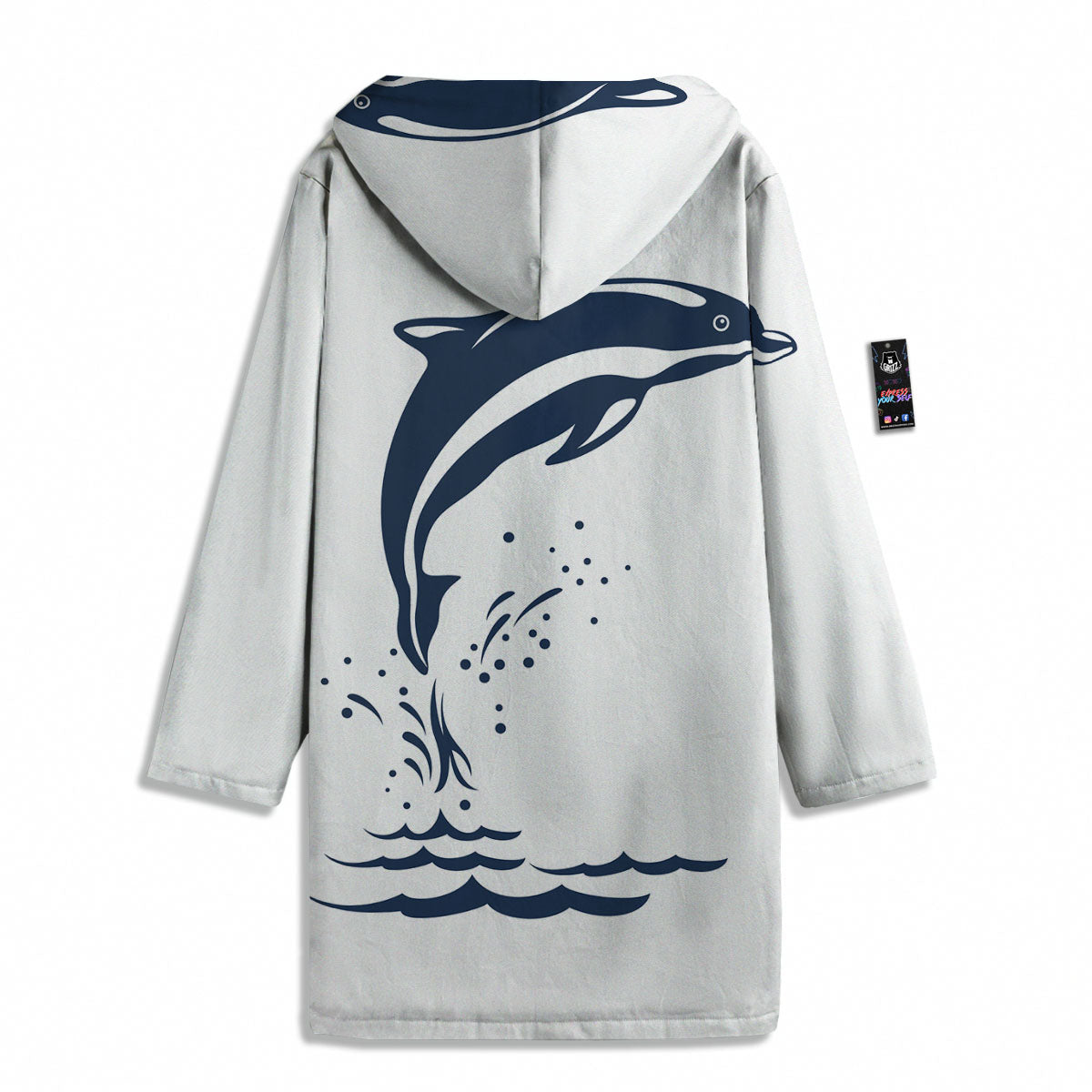 Dolphins Jump On Waves Print Men's Windbreaker Jacket-grizzshop