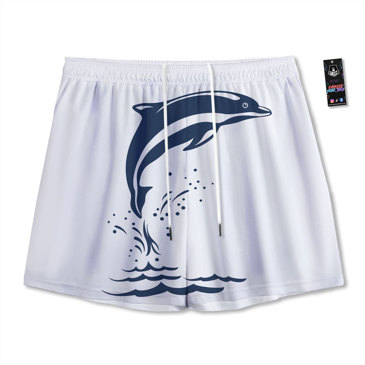 Dolphins Jump On Waves Print Mesh Shorts