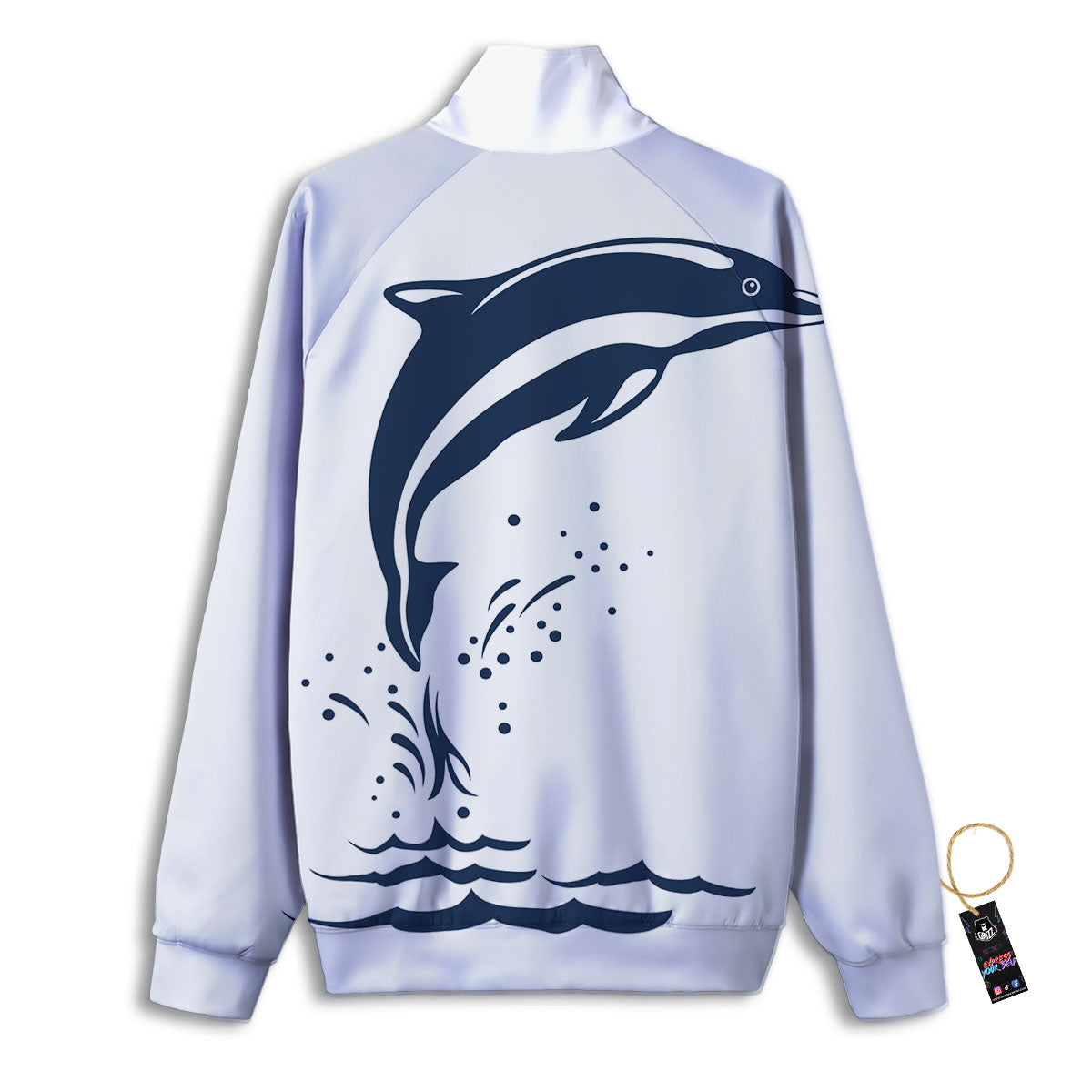 Dolphins Jump On Waves Print Track Jacket-grizzshop