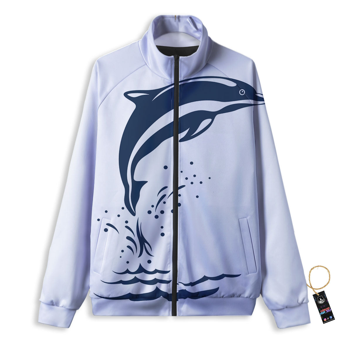 Dolphins Jump On Waves Print Track Jacket-grizzshop