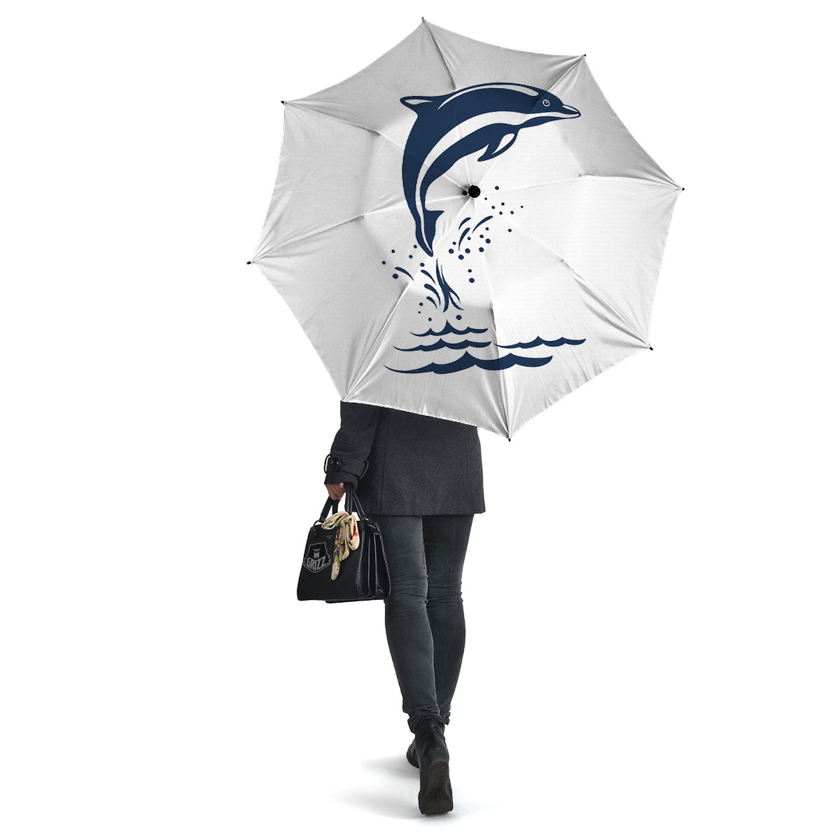 Dolphins Jump On Waves Print Umbrella-grizzshop