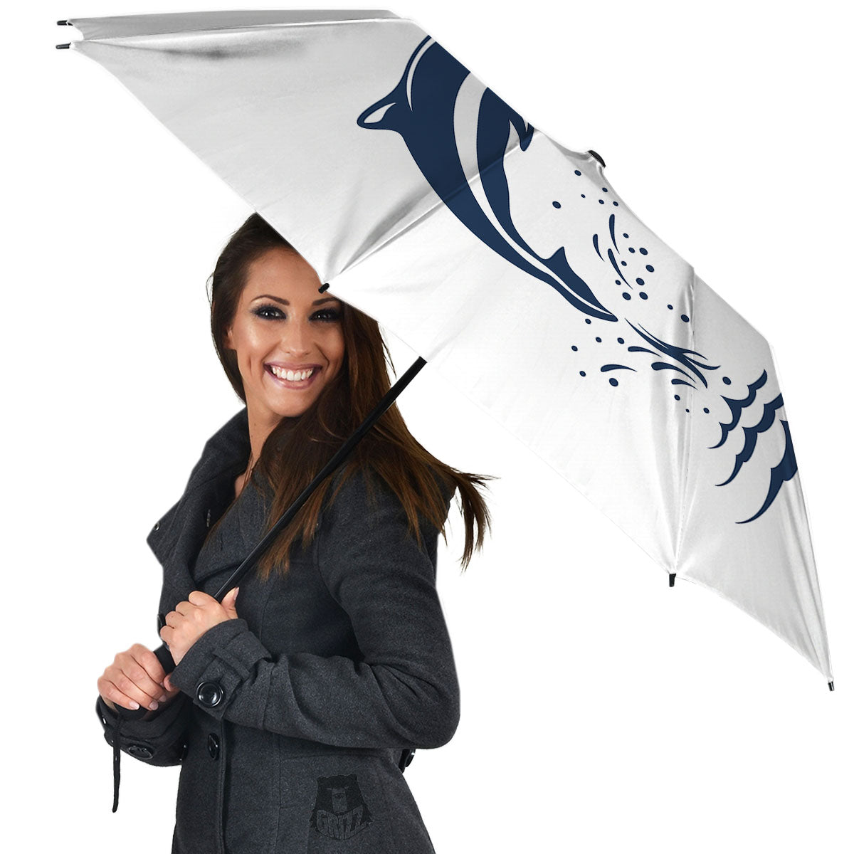 Dolphins Jump On Waves Print Umbrella-grizzshop