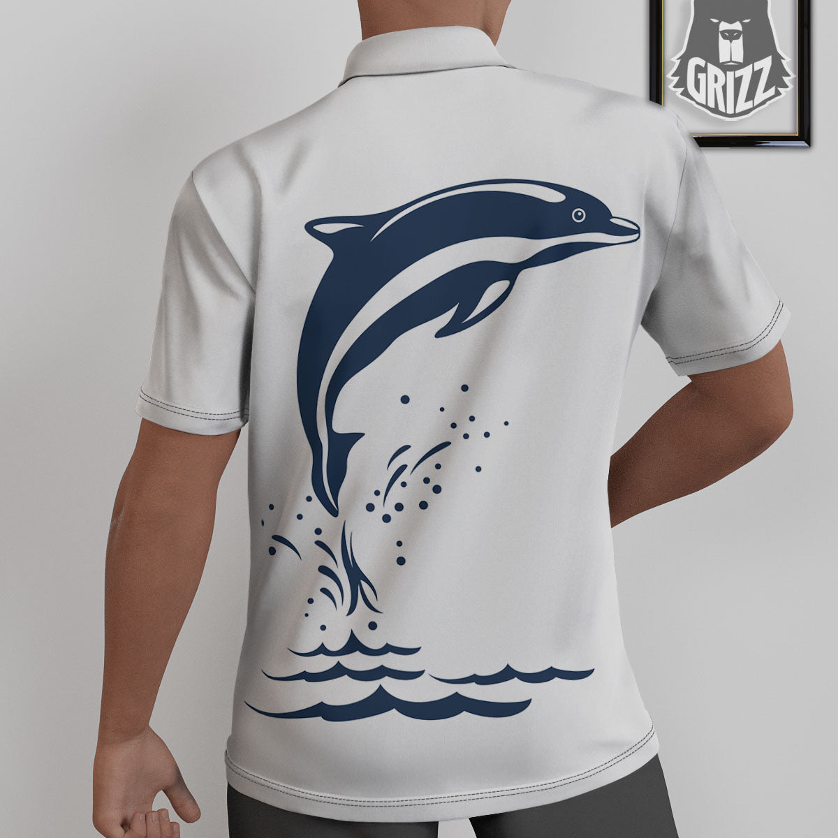 Dolphins Jump On Waves Print Untucked Shirts-grizzshop