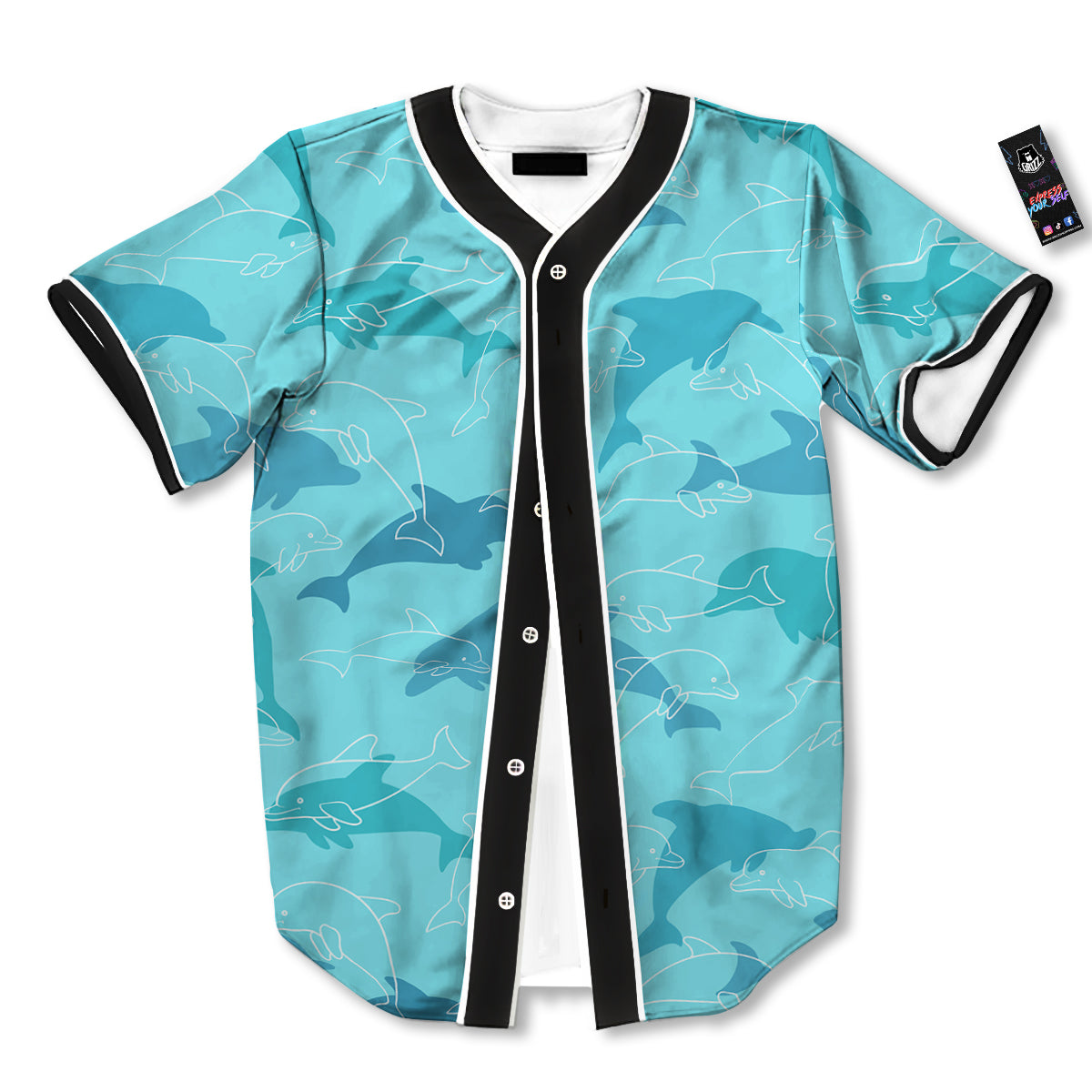 Dolphins Vintage Print Pattern Baseball Jersey-grizzshop