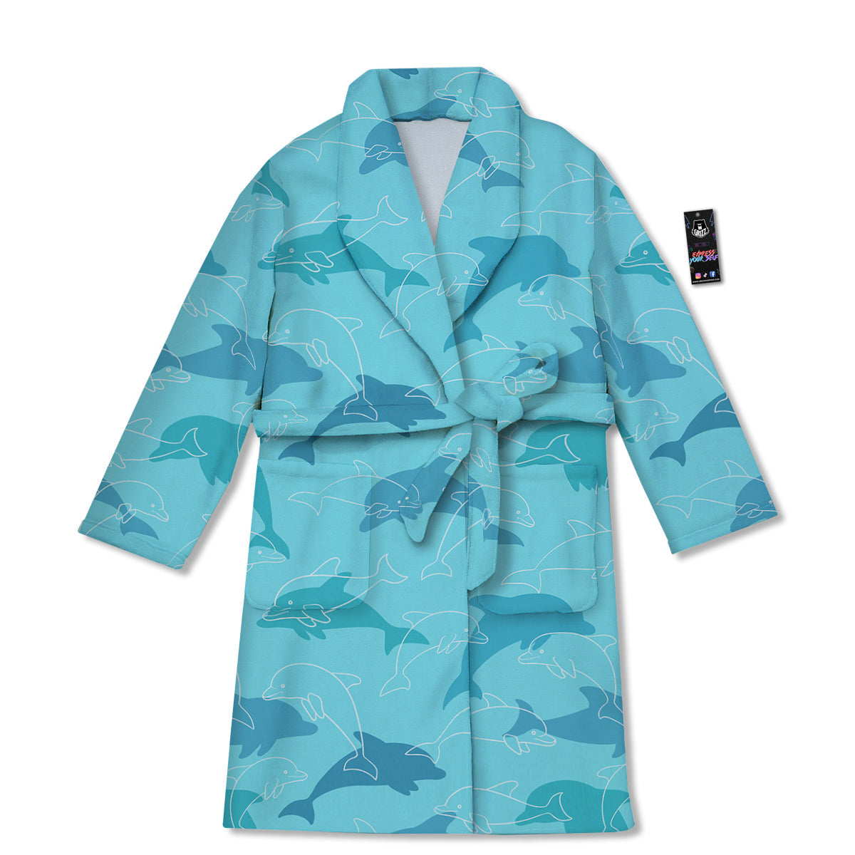 Dolphins Vintage Print Pattern Bathrobe-grizzshop