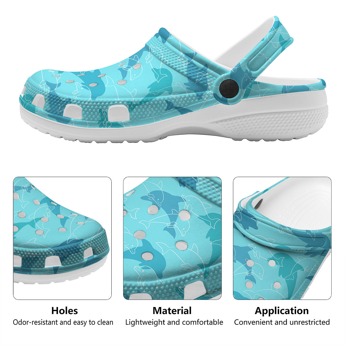 Dolphins Vintage Print Pattern Clog-grizzshop