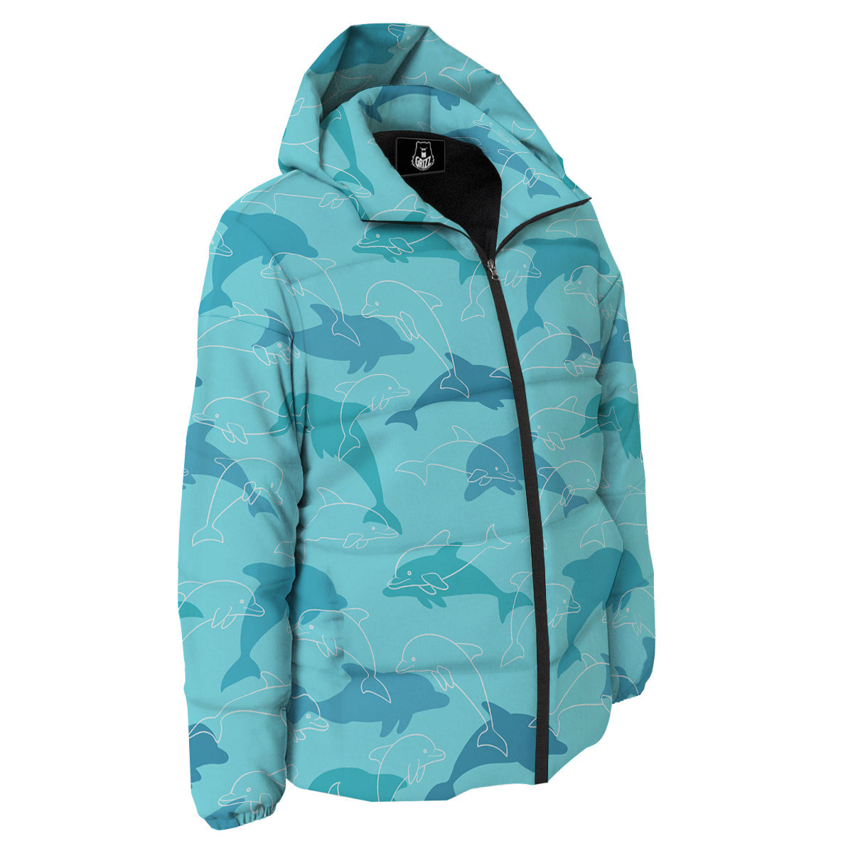 Dolphins Vintage Print Pattern Down Jacket-grizzshop