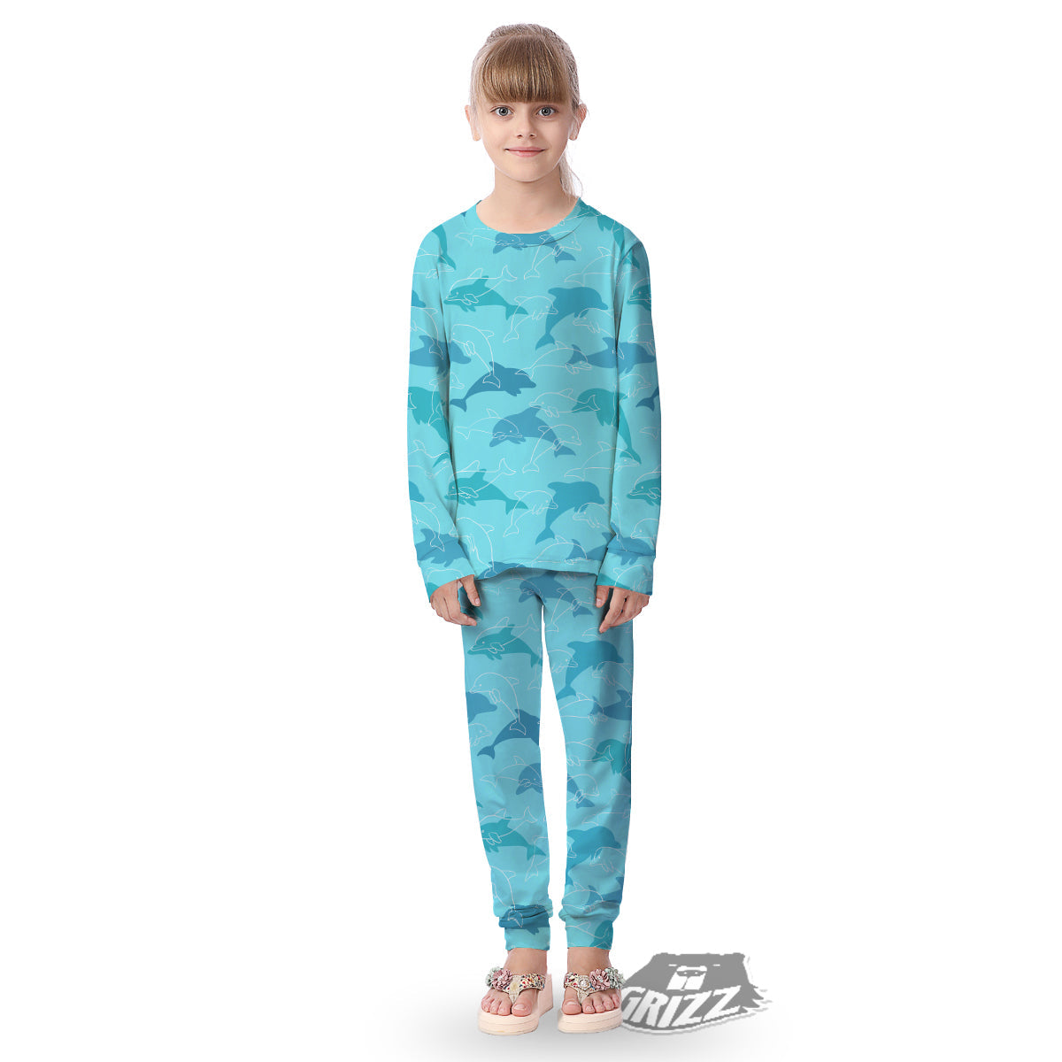 Dolphins Vintage Print Pattern Kid's Pajamas-grizzshop