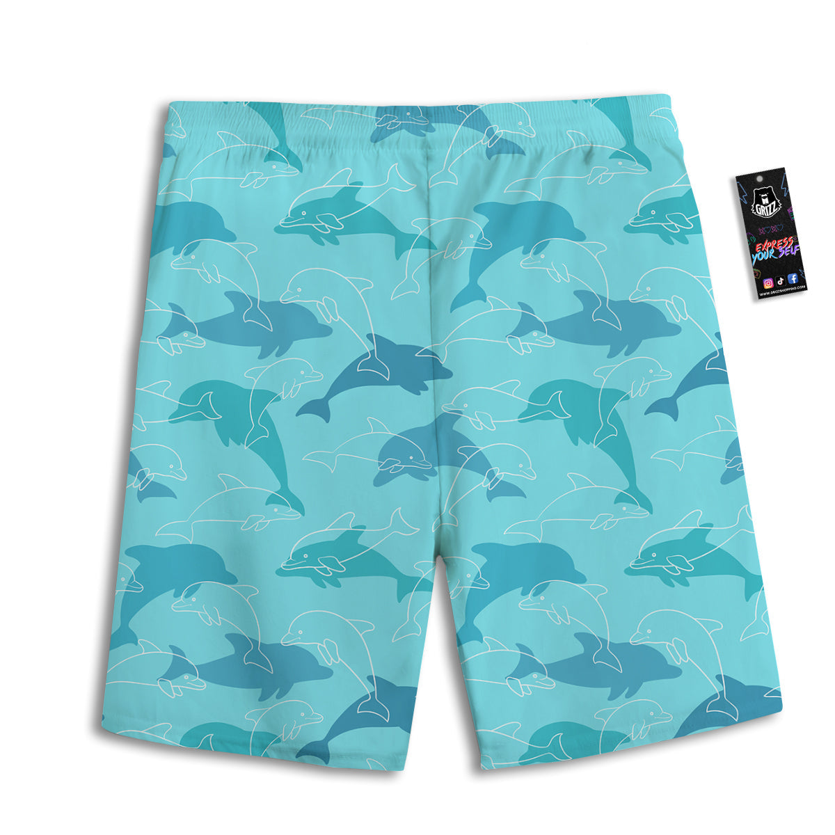 Dolphins Vintage Print Pattern Men's Athletic Shorts