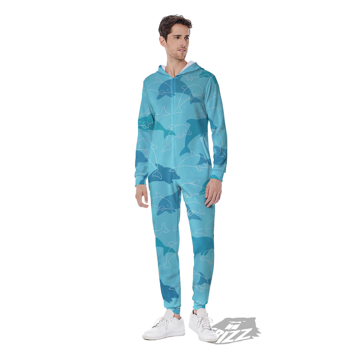 Dolphins Vintage Print Pattern Men's Jumpsuit-grizzshop