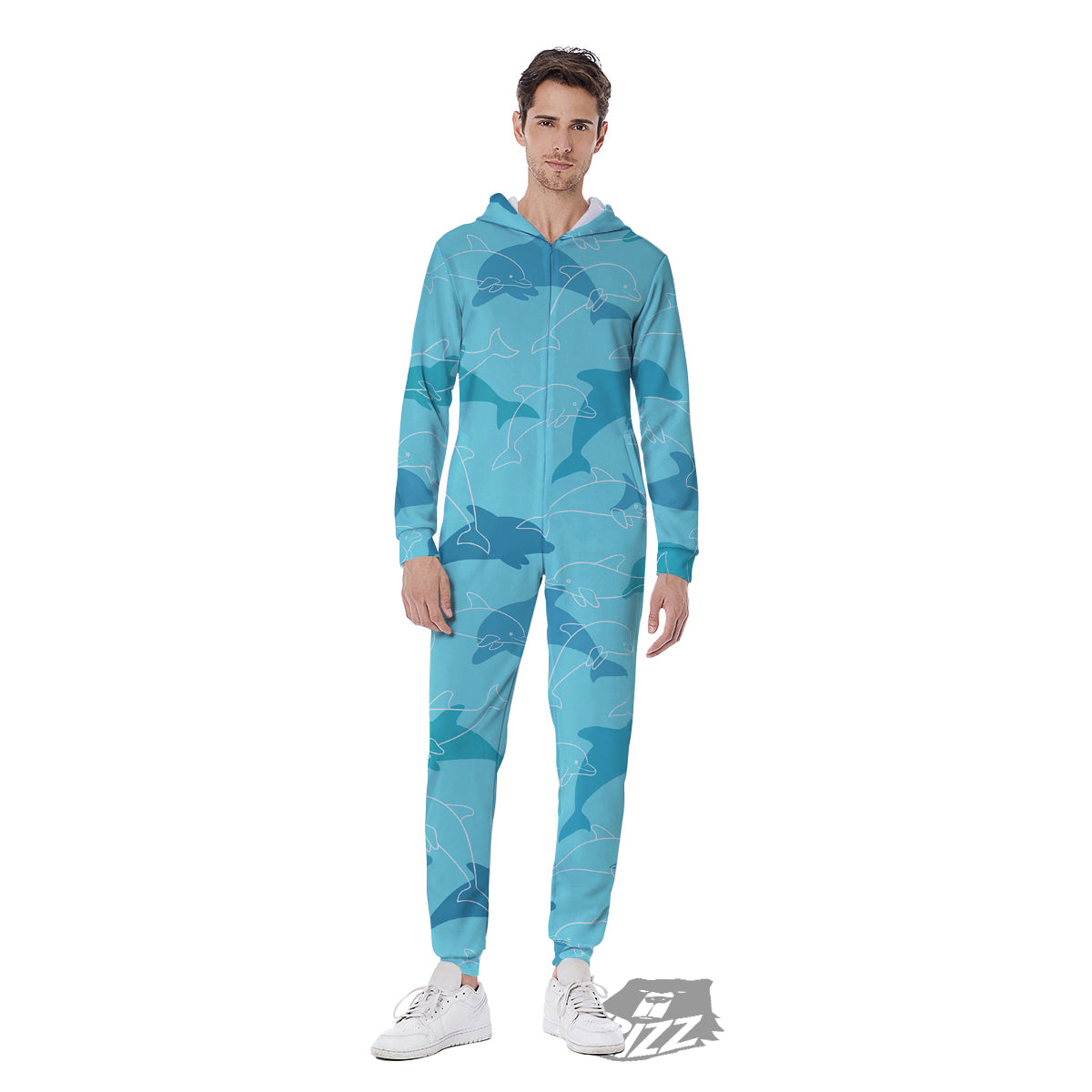 Dolphins Vintage Print Pattern Men's Jumpsuit-grizzshop