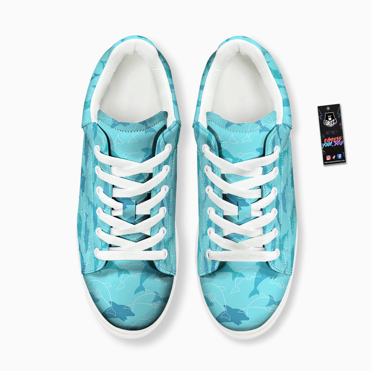 Dolphins Vintage Print Pattern Platform Shoes-grizzshop