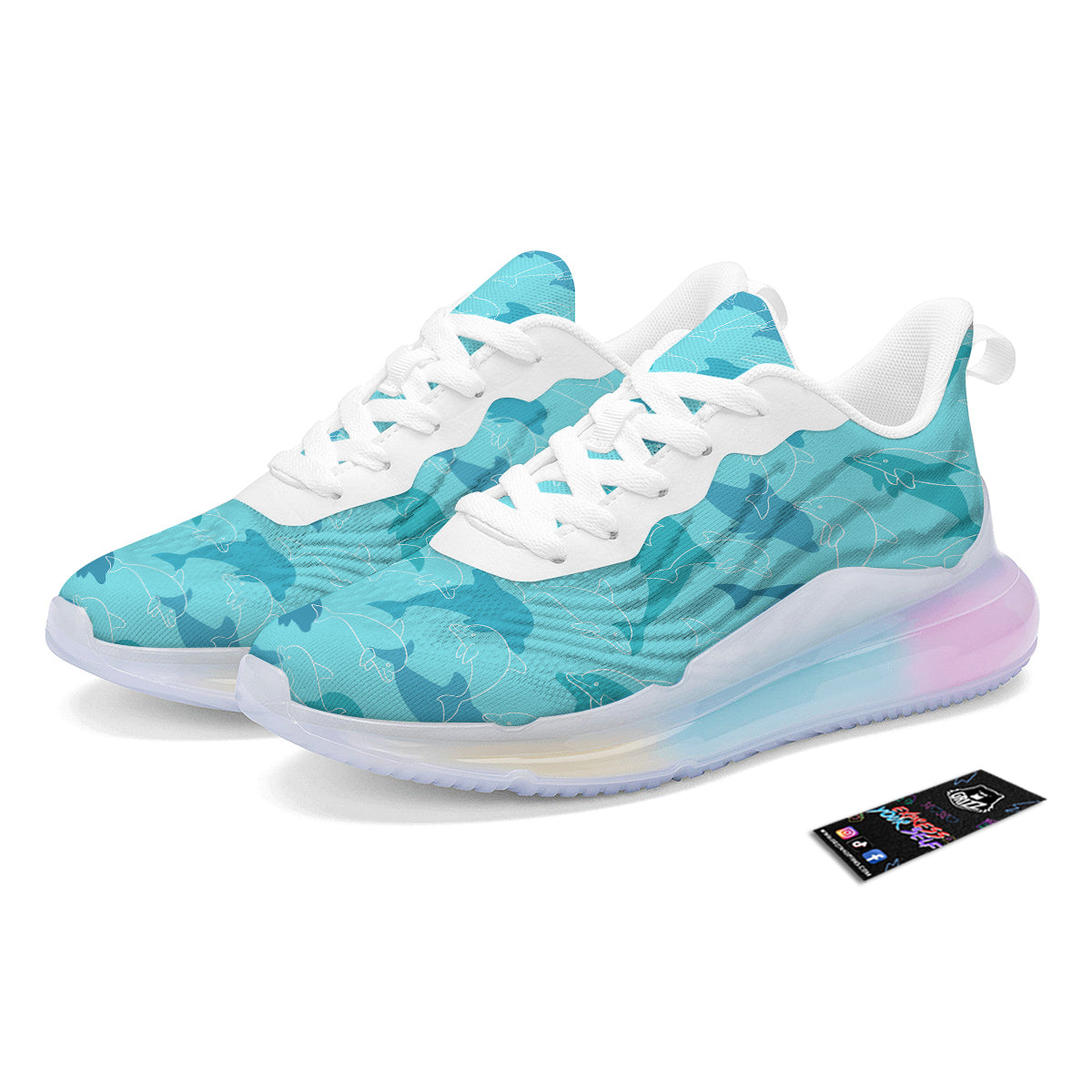 Dolphins Vintage Print Pattern Running Sneakers-grizzshop