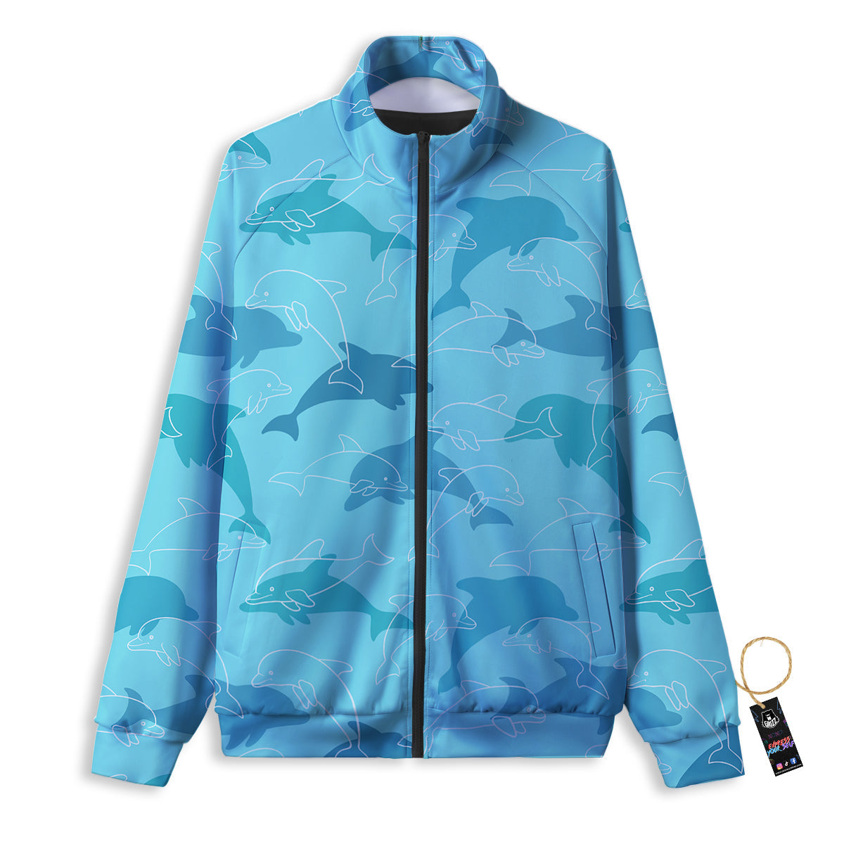 Dolphins Vintage Print Pattern Track Jacket-grizzshop