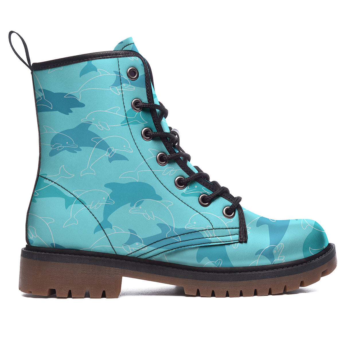 Dolphins Vintage Print Pattern Work Boots-grizzshop