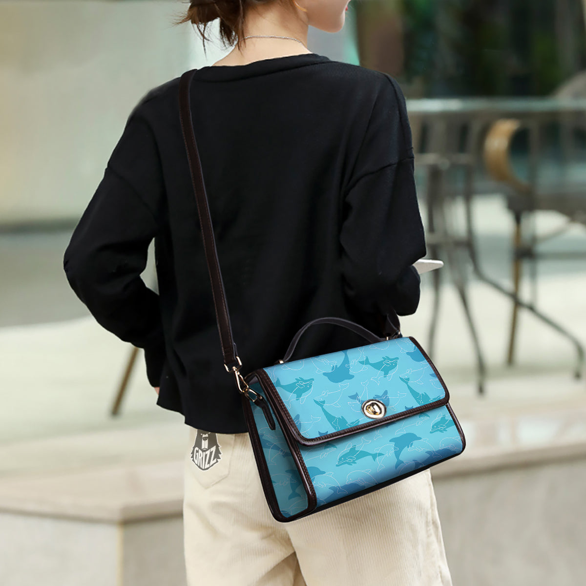 Dolphins Vintage Print Pattern Women's Satchel Bag