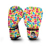 Domino Beige And Colorful Print Pattern Boxing Gloves-grizzshop