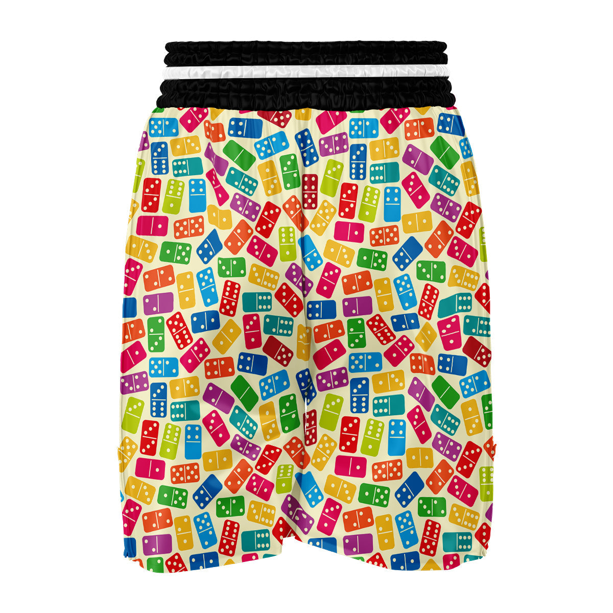 Domino Beige And Colorful Print Pattern Boxing Shorts-grizzshop