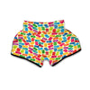 Domino Beige And Colorful Print Pattern Muay Thai Boxing Shorts-grizzshop