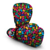 Domino Black And Colorful Print Pattern Boxing Gloves-grizzshop