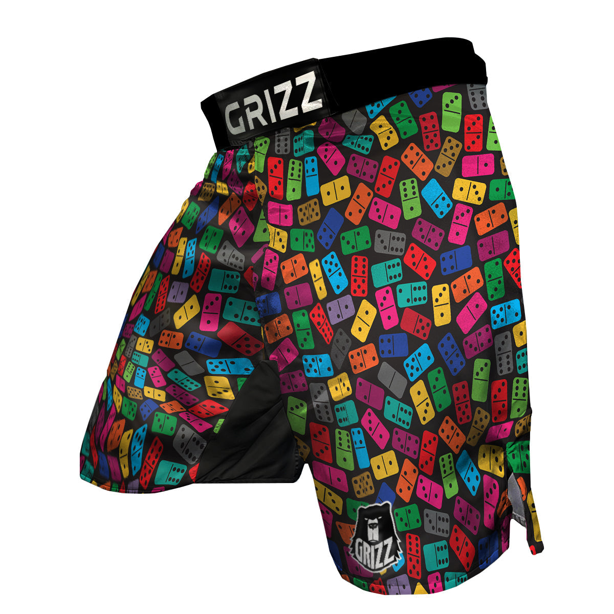 Domino Black And Colorful Print Pattern MMA Shorts-grizzshop