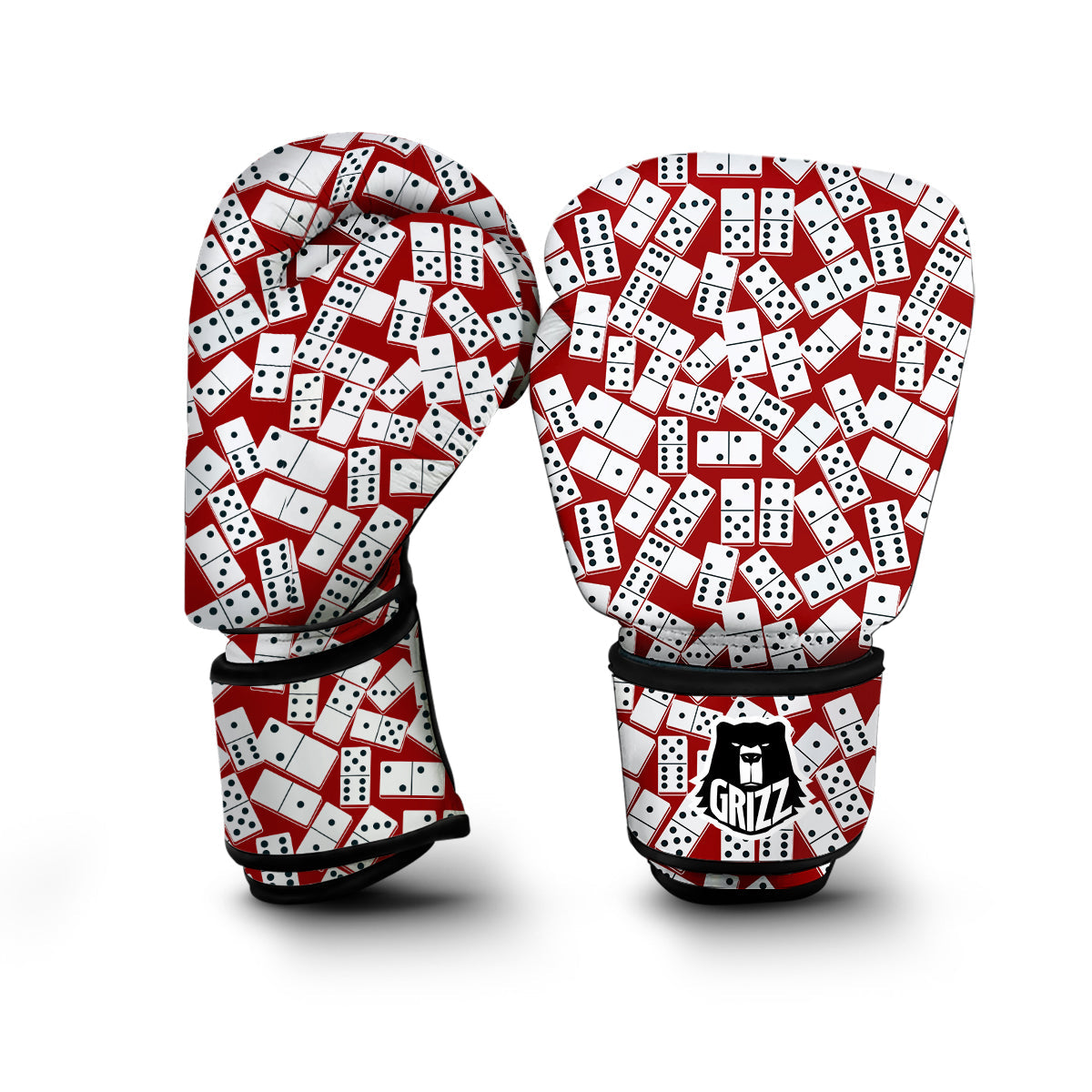 Domino Red And White Print Pattern Boxing Gloves-grizzshop