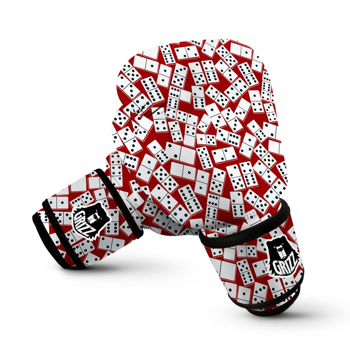 Domino Red And White Print Pattern Boxing Gloves-grizzshop