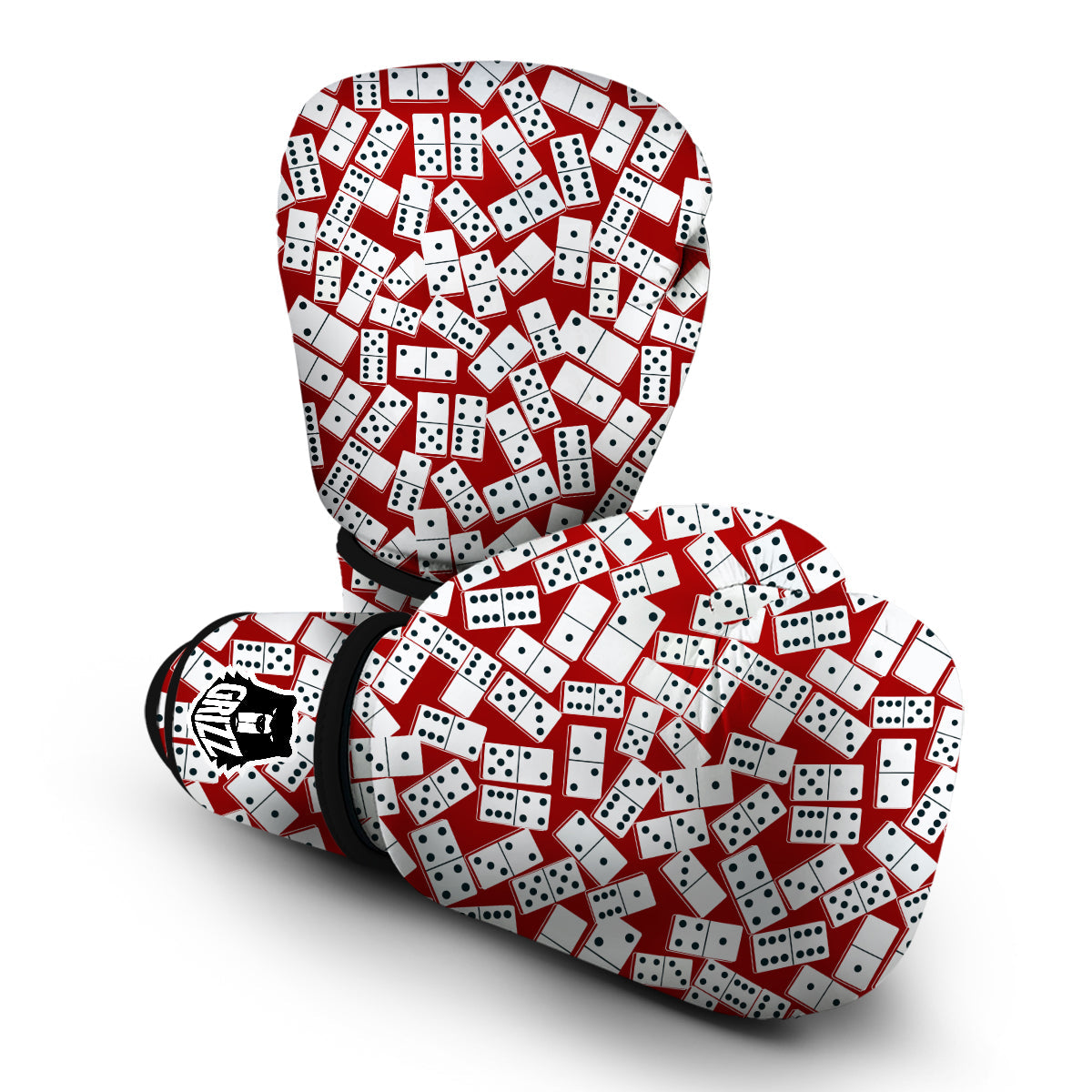 Domino Red And White Print Pattern Boxing Gloves-grizzshop