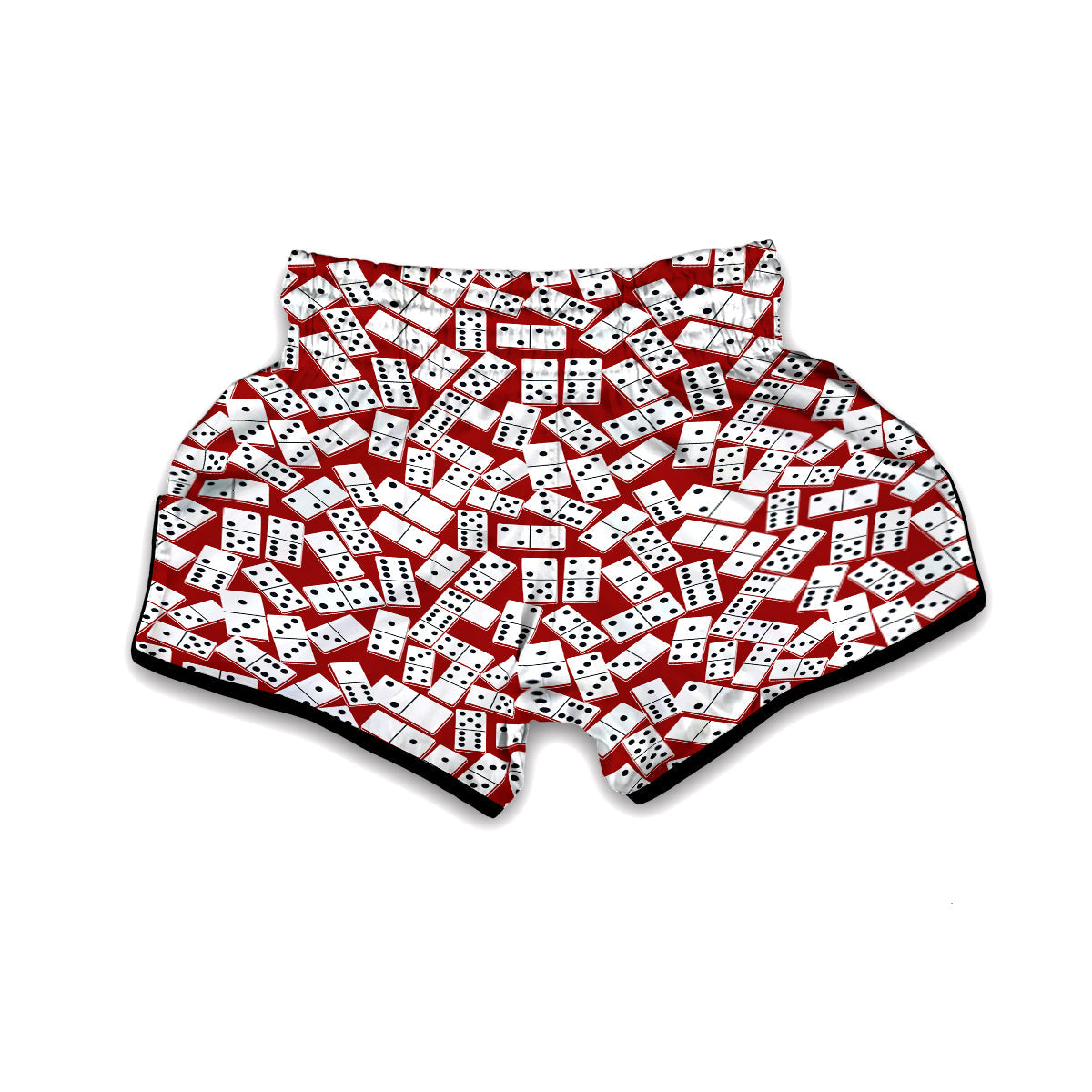 Domino Red And White Print Pattern Muay Thai Boxing Shorts-grizzshop