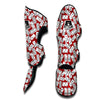 Domino Red And White Print Pattern Muay Thai Shin Guards-grizzshop