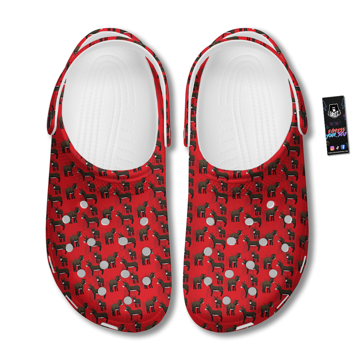 Donkey Balearic Cartoon Print Pattern Clog-grizzshop